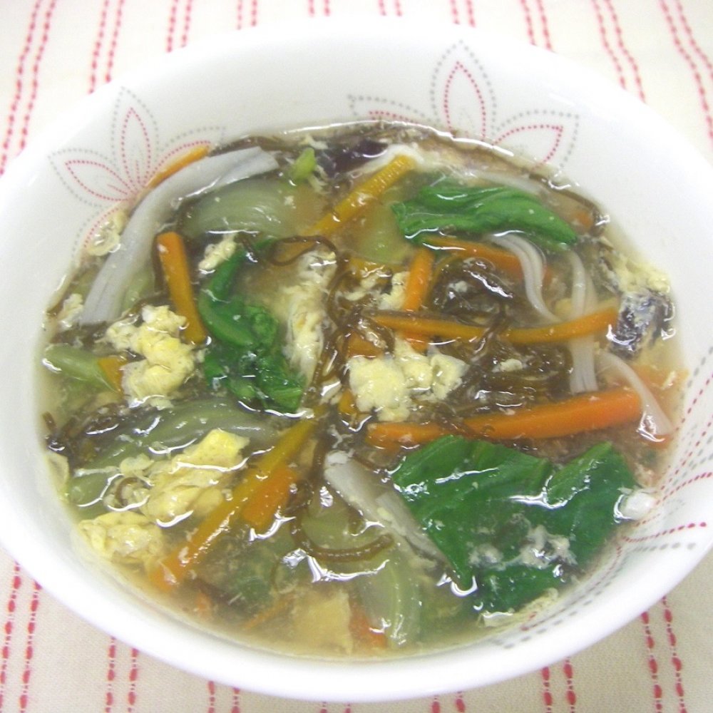 【中華料理】もずくと青梗菜の中華スープ